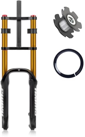 Cykelgaffel 20 Tum Fat Fork 4,0 Däck DH Luftfjädring 1-1/8 Skivbroms QR Åk 110 Mm Justerbar Rebound För Snow Beach XC MTB-cykel 2880g (Color : 20'' Gold)