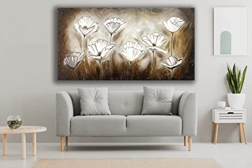 DIAMOND HOME Dipinto a Mano Acrilico su Tela con Telaio d'Abete - Quadro Materico Rettangolare con Dettagli in Rilievo - Made in Italy da Pittori Specializzati (50x100) 040_50x100