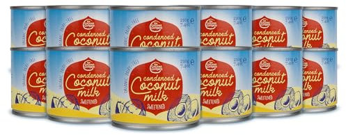 The Coconut Company Organic Condensed Coconut Milk, Mixed with Sugar to Make a Rich Sugary Cream, Use to add a sweet hit to desserts, or as a topping for cakes, 210g (Pack of 12)