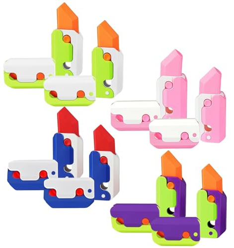 Faqgyx 8Pcs 3D Gravity Plastic Toy Switchblade Printing Knife Carrot Knife, Sensory Knife Fidget Toys for Kids & Adults, Anxiety Stress Relief Toy