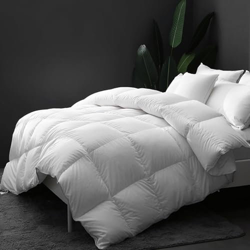 DWR Edredón de Plumas y Plumón para Cama 90 cálido Invierno, 300 g/m²100% Algodón Orgánico, Certificado Oeko-Tex y RDS,Núcleo de edredón de Invierno(155x220cm,Blanco)