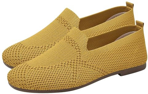 Women's Knit Ballet Flats Shoes - Formal Pumps Shoes Round Toe Fit Ballerinas Woman Comfortable Soft Casual Boat Shoes Shallow Flat Shoes Knit Breathable Outdoor Shoes Office Working Shoes