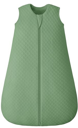 FIEMOL Saco de Dormir Bebe 2.5 Tog 0-6 Meses, Saco de Dormir de Invierno de Algodón para Recién Nacido, Saquito Dormir Bebe y Niño Pequeño, Manta Calentita con Cremallera en 2 Direcciones Verde
