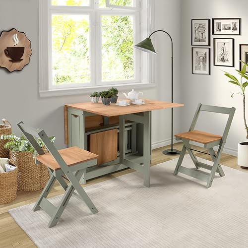 Seconique Santos Butterfly Dining Set in Green/Distressed Waxed Pine
