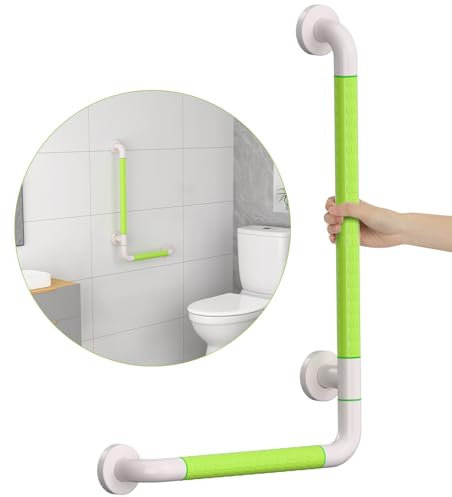 KULACO Barres d'appui pour seniors, 60 x 40 cm Barre de douche, poignée de baignoire en acier inoxydable avec fluorescence, poignée de douche antidérapante, poignée murale en forme de L pour WC