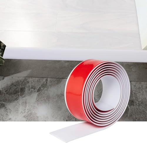 4M Striscia di Transizione per Pavimenti in Laminato Striscia di Soglia Profilo di Transizione Autoadesivo PVC e Vinile, Striscia di Giunzione per Pavimenti, 4cm Bianco