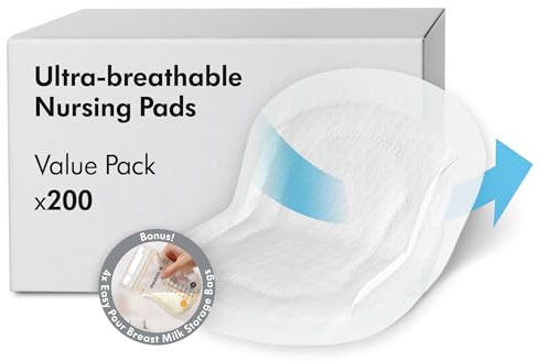 Medela Ultra-atmungsaktive, Einweg-Stilleinlagen – Hochgradig saugfähig – Diskretes Design für hohen – 200er Pack