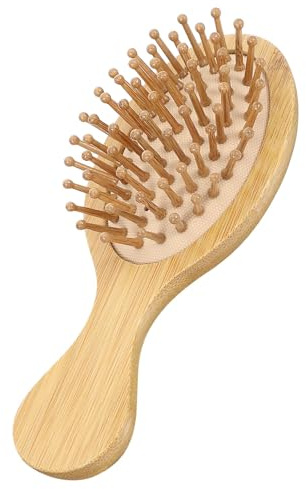 Mini Hairbrush, Handbag Hairbrush, Kids Hair Brush for Travel, Home, Bamboo Mini Brush with Cushion for Women Men Kids All Hair Types