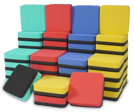 SITHON Magnetisk whiteboard svamp, 5 x 5 x 1,5 cm whiteboard suddgummi torkare svamp för klassrum kontor och hem (48 stycken)