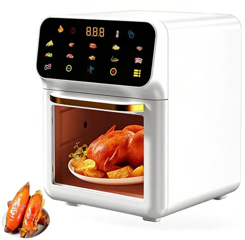 15l Elektrisk Luftfritös, 1350w Halogenugn Med 0-200°c Temperaturjustering & Visuellt Fönster & Digital Pekskärm, Multifunktionell Elektrisk Fritös För Kommersiella Hem White