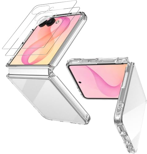 Anoowkoa Fodral för Samsung Galaxy Z Flip 8 5G + 2 stycken Z Flip 8 härdat glas - hybridfodral TPU stötsäker och transparent PC hårt silikonskyddsfodral