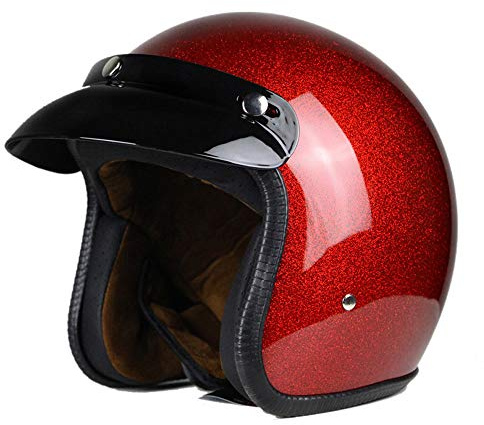 Mangen Motorcycle Helmet Open Face Helmet Scooter Motorbike Jet Helmets (Red, L)
