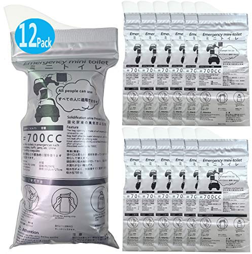 Alled Sacco Urina Monouso 700ml, 12 Pcs Sacchetti Urine Vomito Orinatoio Pipì WC Borse Confezioni Super Assorbenti Toilette da Viaggio Camping Sacchetto dei Rifiuti per Anziani, Donne, Uomini, Bambini