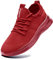 FUJEAK Herren Walkingschuhe Turnschuhe Fitnessstudio Sportschuhe Sneaker Running Tennis Schuhe Freizeit Straßenlaufschuhe Fashion Leichtgewichts Atmungsaktiv Schlüpfen Schuhe Rot 42 EU