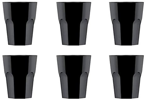 Garnet - Bicchiere in PLASTICA Riutilizzabile mod. Rox nero X 6 PEZZI – Lavabile in lavastoviglie – 29 Bordo/ 25 cl a Servizio - 100% Made in Italy