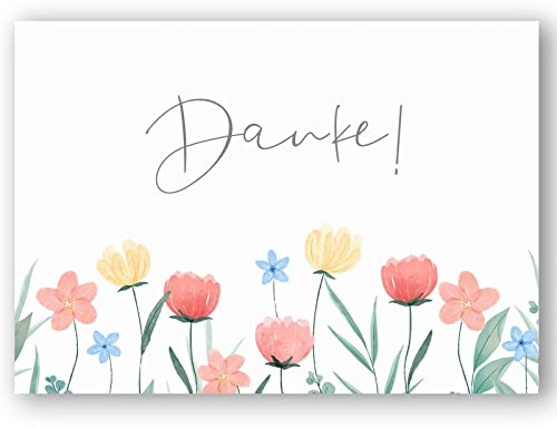 Meridian Design Dankeskarten, Premium Klappkarten im 10er Set mit Umschlägen für Geburtstag, Hochzeit, Taufe, Konfirmation, Kommunion, Geburtstag, Jubiläum