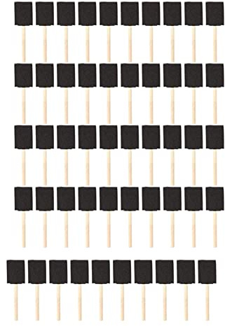 POLISH 50 Pcs 2 Inch Foam Sponge Wood Handle Paint Brush Set, Great for Acrylics, Stains, Varnishes, Crafts, Art