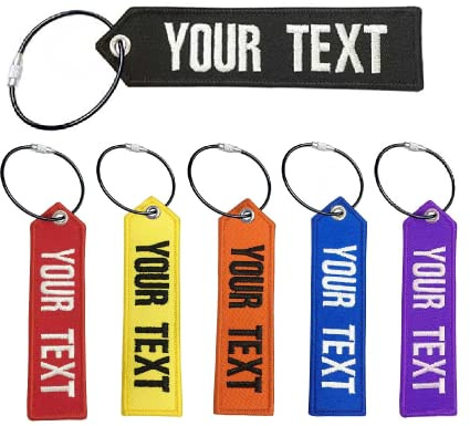 QIMAMADE Etichetta per bagagli personalizzata, etichette con ricamo personalizzato su doppio lato per valigie da viaggio, cinture, attrezzature con portachiavi in acciaio inossidabile 1 pezzo