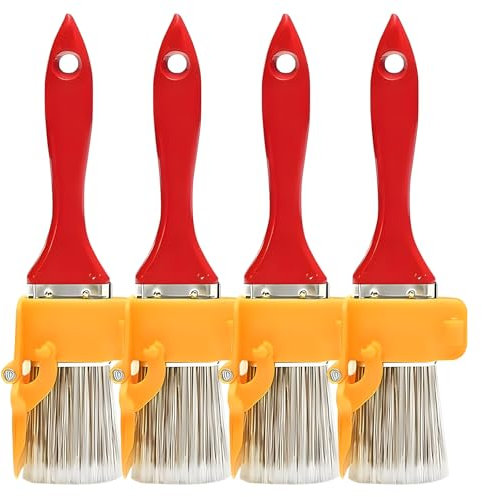 4 Pcs Cutting in Paint Brush Set, Professional Paint Edger Tool, Hand Held Cutting in Tools for Painting, Cabinet, Sash, Multifunctional Paint Brush Edger for Home, Office, Ceilings
