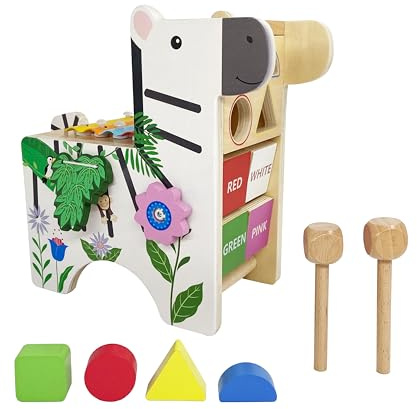 Teamson Kids - Preschool Zebra Wooden Activity Play Center with Xylophone