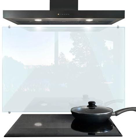 Spritzschutz 100x70 cm Wandmontage Hartglas Float Herdspritzschutz Für die Küche Transparent Küchenrückwand Glas Wandschutz Glastafel Glasrückwand Fliesenschutz Inklusive Einbausatz