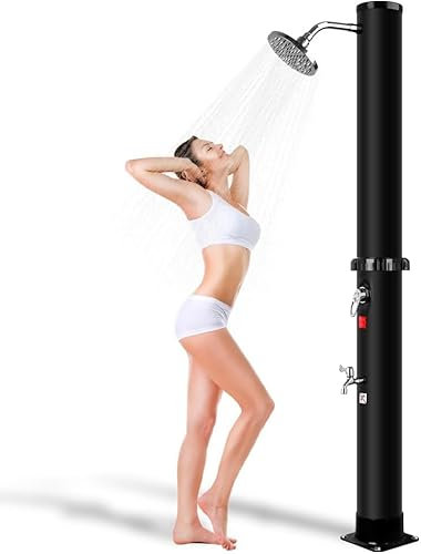 Qdreclod Douche Solaire Douche de Jardin Solaire avec Régulateur d'eau Chaude et Froide, Plage Extérieure, Piscine (35 Liter)