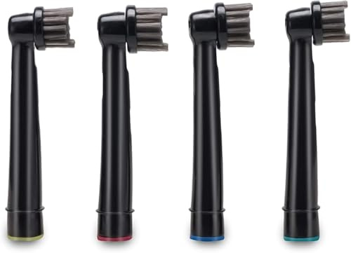 KAV PLUS Precision Clean Electric Toothbrush Replacement Heads, 4 Pack Compatible with Most Braun Oral B Electric Toothbrushes (Black, 4 Heads)