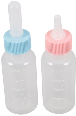Toyvian Biberones para Cachorros y Gatitos 2 Unidades 50 Ml Silicona Segura Tapa de Color Claro y Azul Alimentación para Mascotas Jóvenes Suministro de Leche Animal