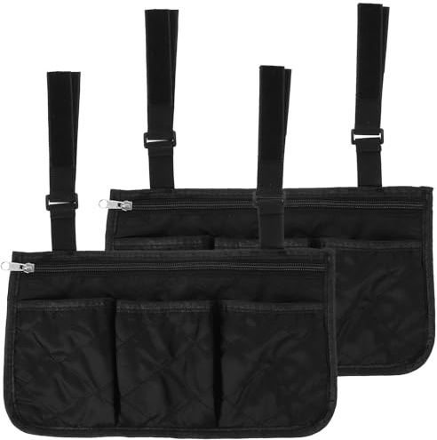 HAKIDZEL Borsa da Stoccaggio per Sedia a Ruote 2 Pezzi Oxford Nero Resistente Due Cinghie, per Ausili alla Deambulazione All'aperto