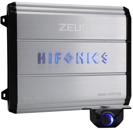 Hifonics Zeus ZXX 1800 Watt Max Class D Monoblock Car Audio Amplifier Amp with Bass Knob and Remote, Variable Crossovers, ZXX-1800.1D, Silver