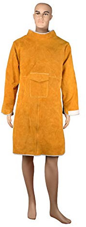 Leather Welding Apron, Welding Anti-Scalding Flame Anti - Arc Heat Resistant Workwear, Brown,Gold,OneSize