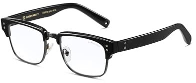 SHEEN KELLY Retro Blaulichtfilter Brille Herren Damen Vintage Metall Eckige CR39 Halbrahmen