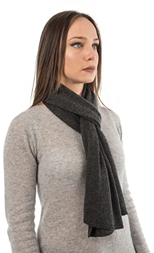 Dalle Piane Cashmere – halsduk i 100 % kashmir – tillverkad i Italien – för män/kvinnor, antracit, En Storlek