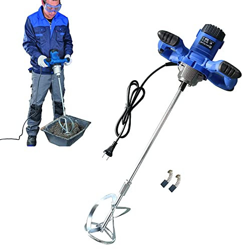 Miscelatore per mortaio 2600 W, 6 velocità di regolazione, asta a spirale M14 per mortaio Ø 120 mm, Frusta per vernice per rivestimento, gesso, cemento - blu