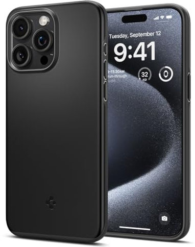 Spigen Thin Fit Hülle Kompatibel mit iPhone 15 Pro -Schwarz