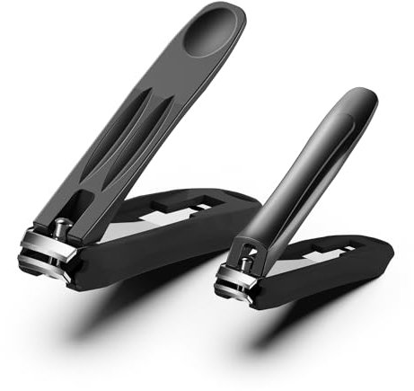 FVION Tagliaunghie grande con raccoglitore, set da 2 pezzi, anti-schizzi e per dita dei piedi | tagliaunghia