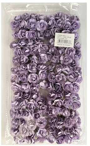 RBN Mini Fake Rose Flower Heads 120pcs Mini Artificial Roses Wedding Make Bridal Hair Clips Headbands Dress Bouquets Centerpieces Party Baby Shower (Lavender)