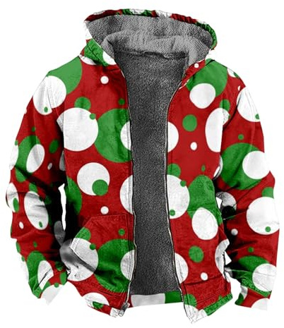 ZRYAZQ Veste Noel Homme Sweat A Capuche Homme Veste Chauffante Homme Avec Poche Manteau Homme Hiver Veste De Noel Sweat Zippé Homme Veste Polaire Homme Chaude Doublé Vetement Noel Blousons Homme Mode