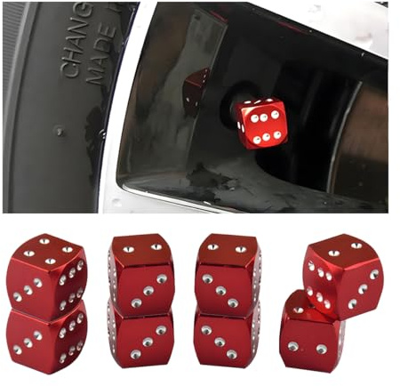 JNNJ 8 Pezzi Tappi Valvola Pneumatici, Tappi Valvola per Pneumatici a Dadi, Valvola Stem Caps in Alluminio, Auto Valvole Di Ruota Cappuccio Antipolvere Universali per Moto Bicycle Camion (Rosso)