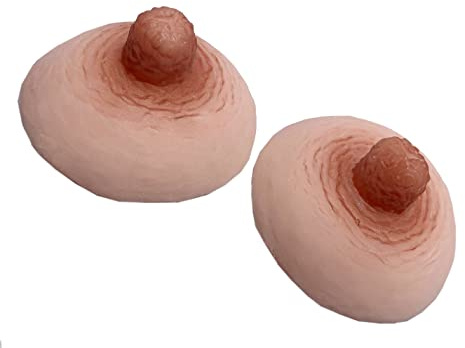 BIMEI Ett par silikonnipplar självhäftande pasties återanvändbara tvättbara självsugande avbitartång klistermärken BH-inlägg för kvinnors bröstformer cosplay crossdressers dragquee, beige 9, L