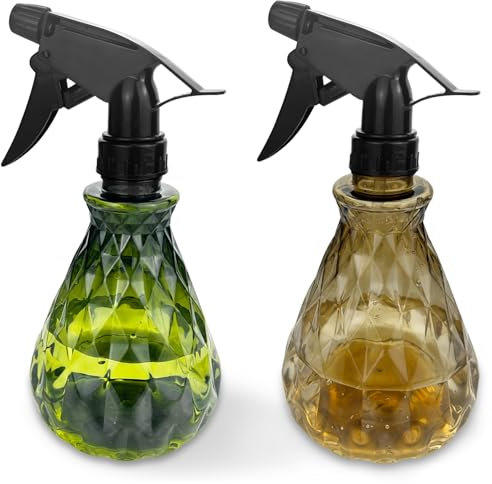 Diompirux 2 Pezzi Spruzzatore Acqua 500ml, Spray Ricaricabile per Nebulizzazione Fine, Trasparente Plastica Grilletto Spruzzatore, per Giardino, Piante, Parrucchiere, Pulizia (ciano, giallo)