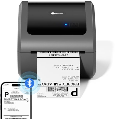 Phomemo D520BT Bluetooth Thermodrucker - DHL Etikettendrucker für Etiketten 4X6, Label Printer für Barcode Versandetiketten Kompatibel mit Ebay,Amazon,Etsy,Shopify, UPS,FedEx etc, Gray