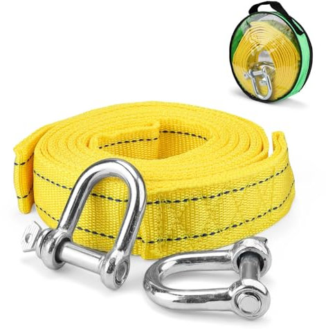 0XBIT Abschleppseil 4M für PKW und Auto - 5 Tonnen (11.000 Lbs) Zugkraft - Mit Aufbewahrungstasche und Zwei Dicken U-Förmigen Haken