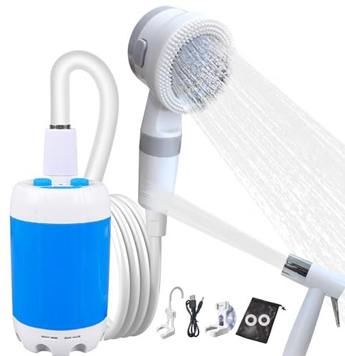 Ann Katy Portable Camping Shower Outdoor Camp Shower Pump,Upgrade Rechargeable Electric Shower Pump with Intelligent Digital Display Multiple Spray Modes for Camping, Hiking, Traveling,RV