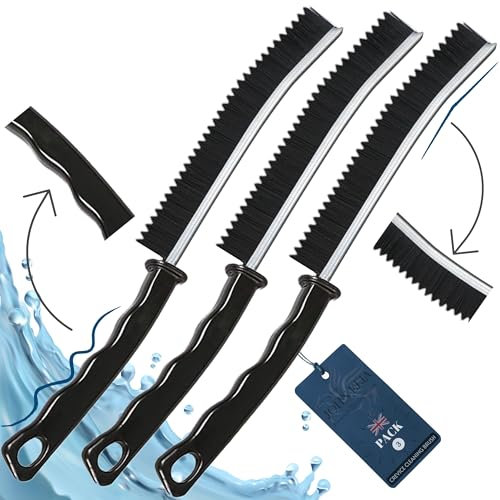 JOHN ELIA Crevice Cleaning Brush UK 3 Pcs Multifunctional Bathroom Cleaning Brushes For Small Spaces With Long Magic Brush Cleaner Grout Cleaner Brush - Groove Gaps Cleaning Brush (Extreme Wavy)