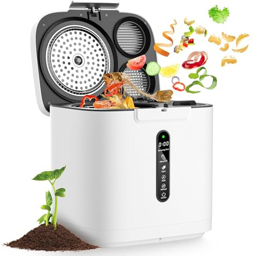 FfiMe Electric Composter, 3.8L Large Capacity, Black, Plastic with Carbon Filter, Odorless, Indoor/Outdoor, Smart Countertop, Convert Food Waste to Compost