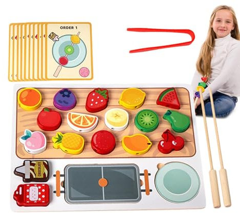 Lebensmittel-Set für Kinder-Küchenspielzeug, Kinderspielzeug-Set zum Spielen, Holz-Küchenspielzeug-Set mit View-Druck – Spielzeug zum Lernen im Alter