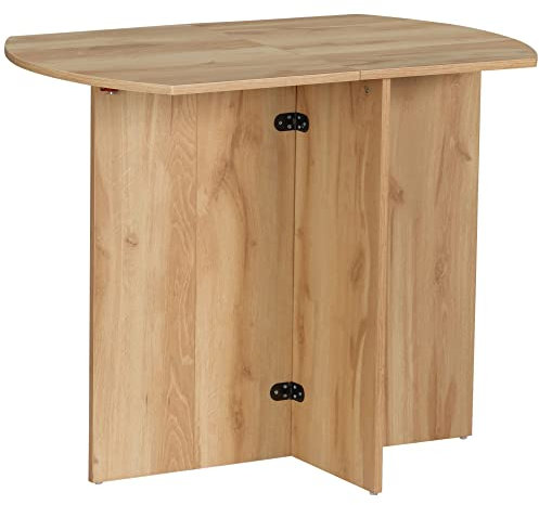 HOMCOM Foldable Dining Table, Modern Drop Leaf Table for Kitchen, Dining Room and Living Room, Oak