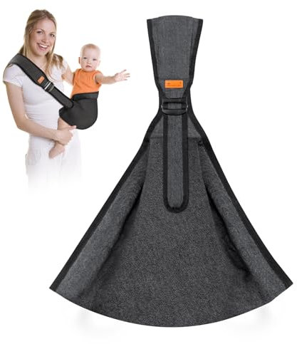 Porte Bebe Hanche, Echarpe De Portage Bebe Portable pour Nouveau-nés et Tout-Petits, Écharpe de Porte Bebe Epaule Réglables, Porte Enfant 20kg