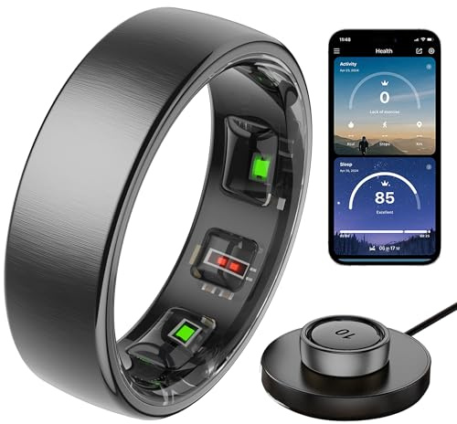 findtime Smart Ring Heart Rate Monitor Sleep Tracker Blood Oxygen Monitor Fitness Tracker Step Counter Calories Gesture Control Waterproof Health Smart Rings for Men Women Wireless Charging